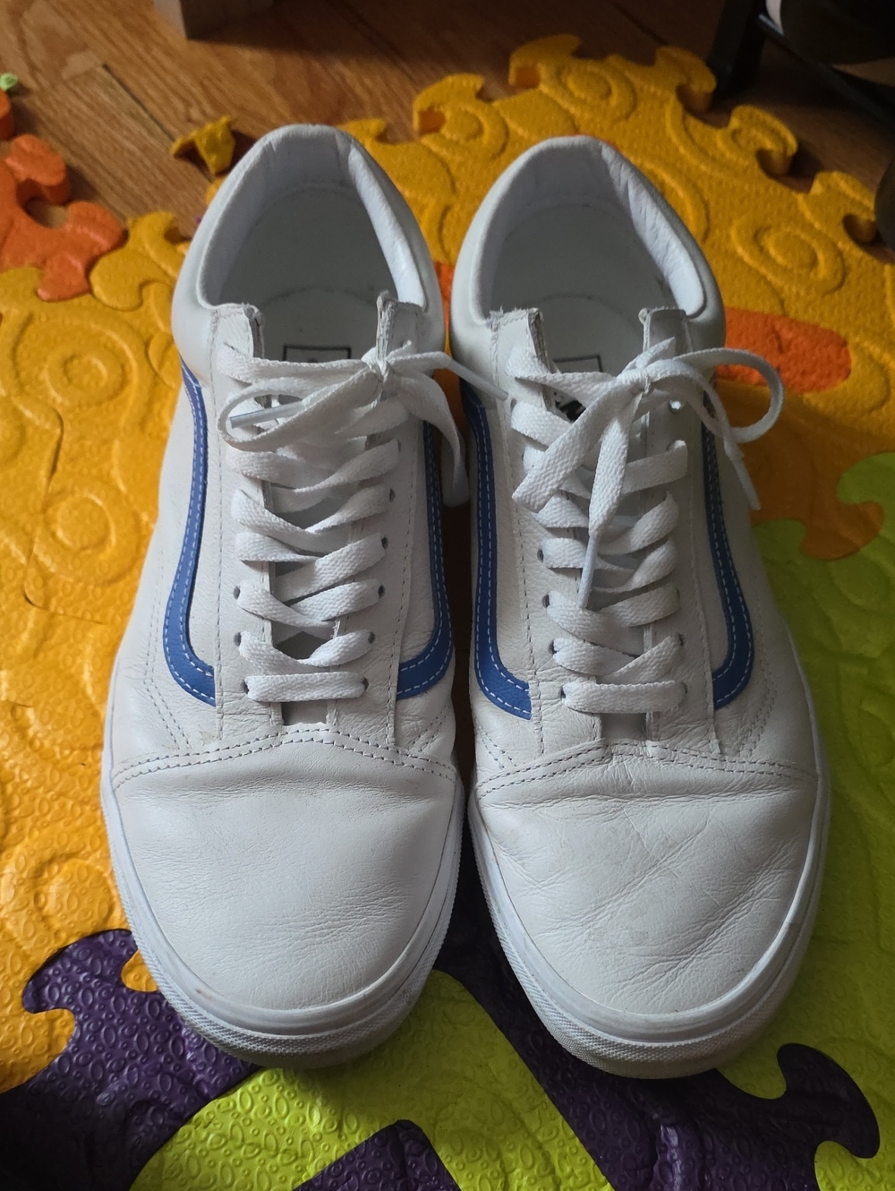 Vans White Men's Casual Sneakers with Blue Accent